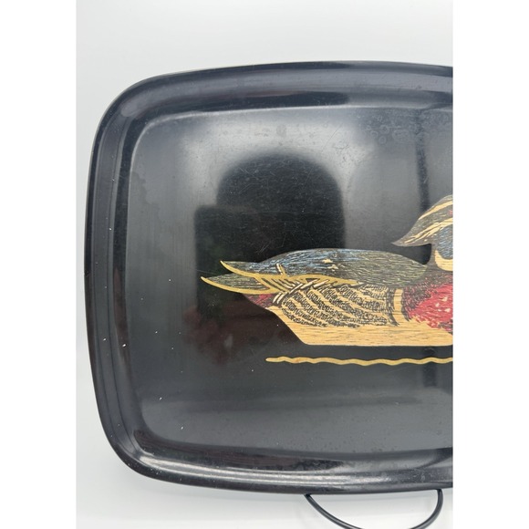 Couroc Wood Duck Large Decorative Tray 12.5" Mid Century Inlaid Brass Resin VTG - Picture 3 of 8